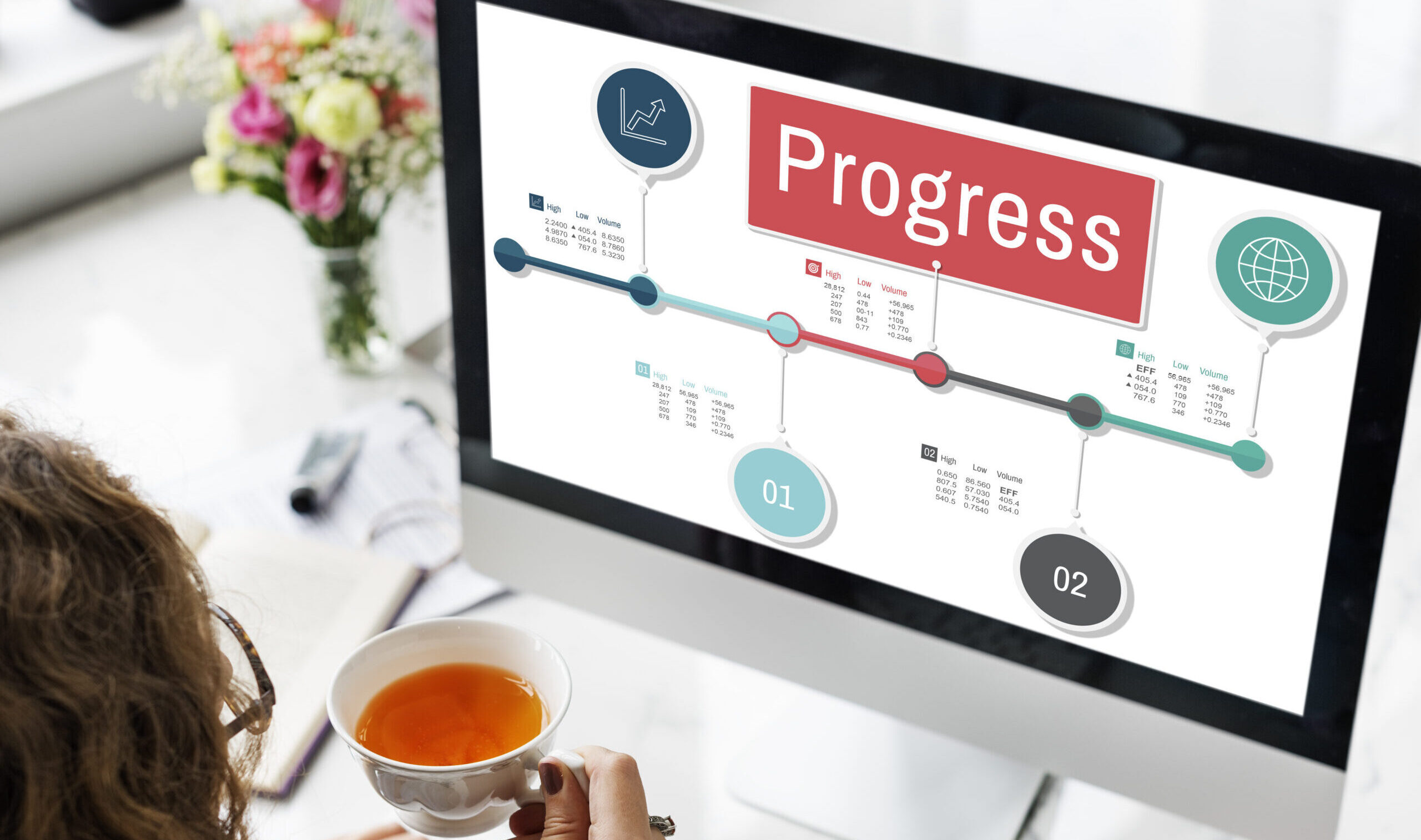 Progress Stock Figures Timeline Concept